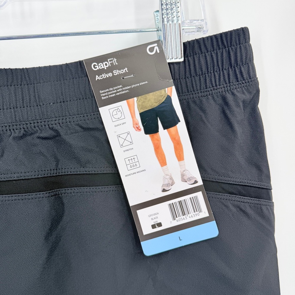 GapFit Active Short Mens Large Black Stretch Moisture Wicking Quick Dry - Picture 3 of 7